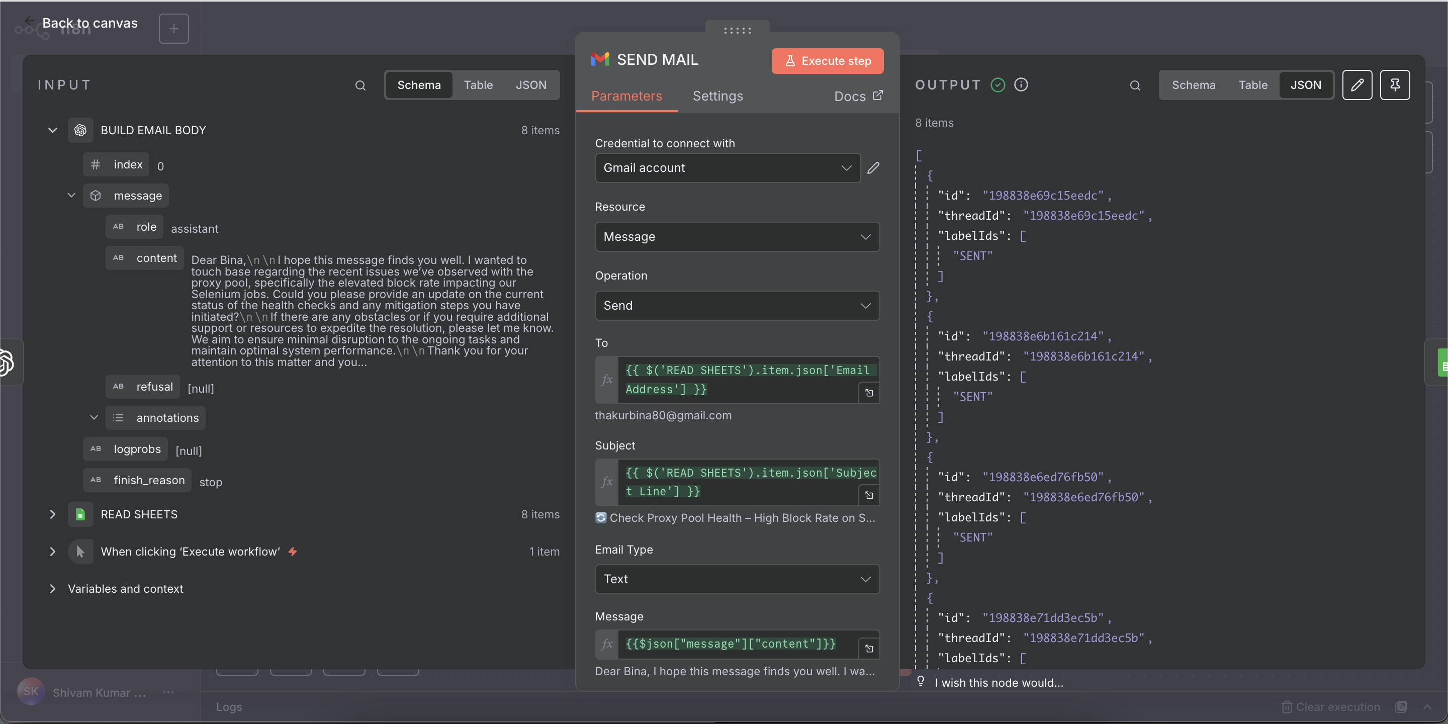 Gmail node